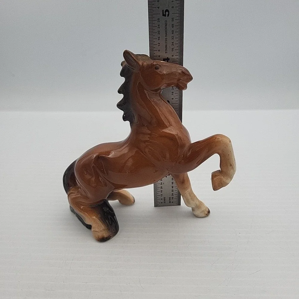 Vintage Porcelain Japan Horse Figurine Brown Black 4